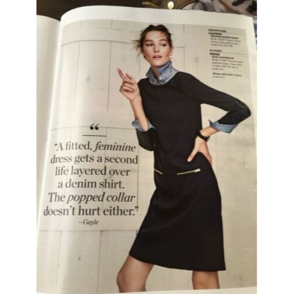 J.CREW Black Zip Dress Faux Leather Back Sleeve Work Office Sz 6 Style E1567 EUC - Picture 3 of 12